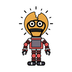 Toy robot damaged icon. Childhood play fun cartoon and game theme. Isolated design. Vector illustration