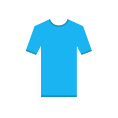 Light blue tshirt simple Icon. T-Shirt short sleeve with ribbons contour, Mockup for design. Simplified shirt. Web ready Template vector illustration.