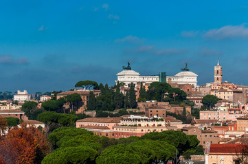 Panorama with Capitoline Hill in Rome and the National Monument to Victor Emmanuel II.