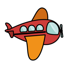 Toy airplane icon. Childhood play fun cartoon and game theme. Isolated design. Vector illustration