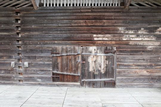 Old wooden barn wall and door