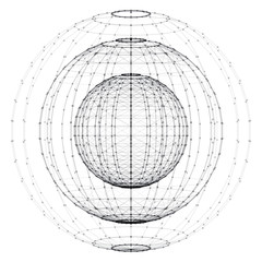 Wireframe polygonal element. 3D sphere with connected dots