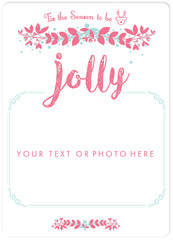 Hand drawn of HAVE A VERY MERRY CHRISTMAS,LOVE AND HUGS card.Berries,pines and reindeer vectors.