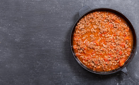 Pan Of Sauce Bolognese