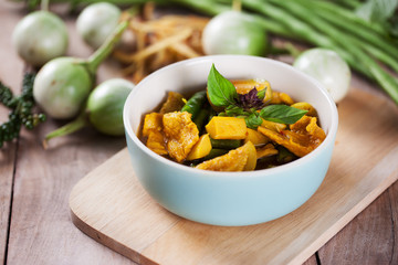 spicy pork curry with mixed vegetable,thai food