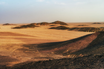 Fototapeta na wymiar Desert landscapes in bedouin camp, Egypt. Low light photo.