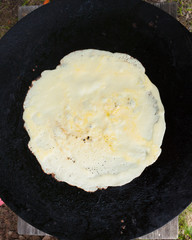 Homemade crepe cooking