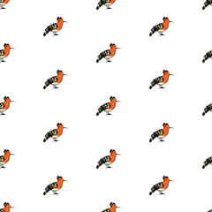 Birds collection Hoopoe Colorful seamless pattern