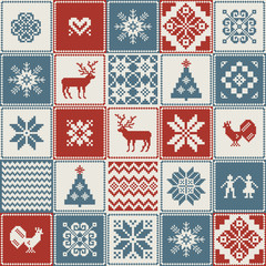 Christmas pattern in patchwork style - 130080840