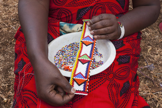 Maasai beadwork at the Predator Compensation Fund Pay Day, Mbirikani Group Ranch, Amboseli-Tsavo eco-system, Kenya
