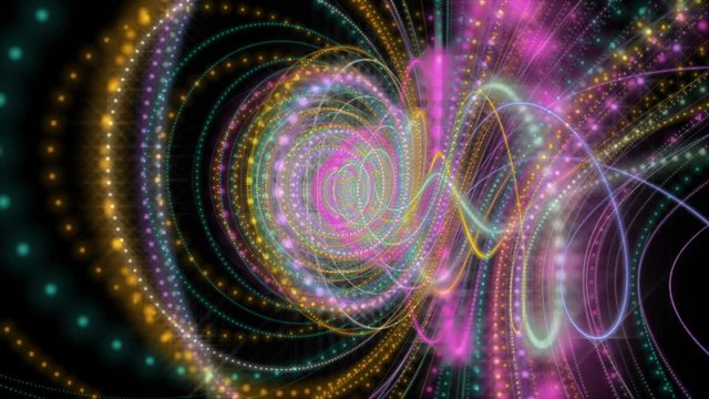 Futuristic video animation with particle stripe object and light shimmer in slow motion, 4096x2304 loop 4K