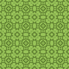 Fototapeta premium Green Ornamental Seamless Line Pattern. Endless Texture. Oriental Geometric Ornament