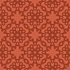 Red Ornamental Seamless Line Pattern. Endless Texture. Oriental Geometric Ornament