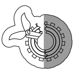 Broken gear icon. Cog wheel machine part and technology theme. Isolated design. Vector illustration