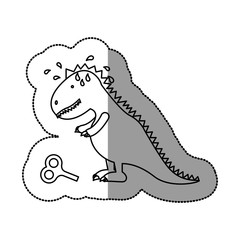 Toy dinosaur icon. Childhood play fun cartoon and game theme. Isolated design. Vector illustration