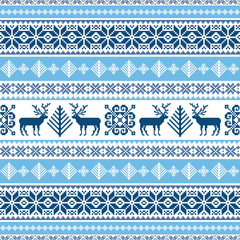 Traditional ornamental blue sweater pattern - 130082095