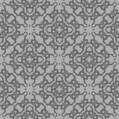 Fototapeta na wymiar Grey Ornamental Seamless Line Pattern. Endless Texture. Oriental Geometric Ornament