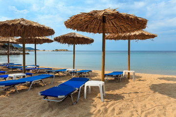 Summer morning beach (Chalkidiki, Greece).