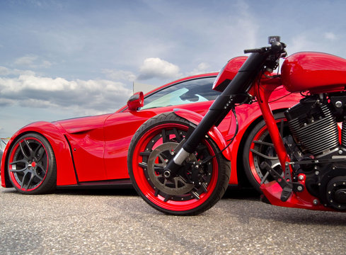 Sportwagen und Motorrad Dynamik