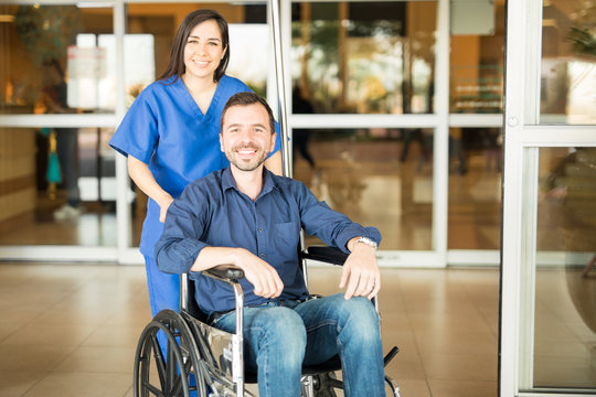 Recovered Patient Leaving The Hospital