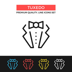 Vector tuxedo icon. Suit with bow tie concept. Thin line icon