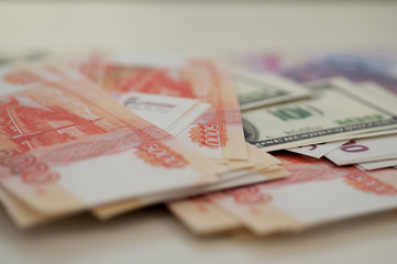 bank banknotes dollar, euro, ruble