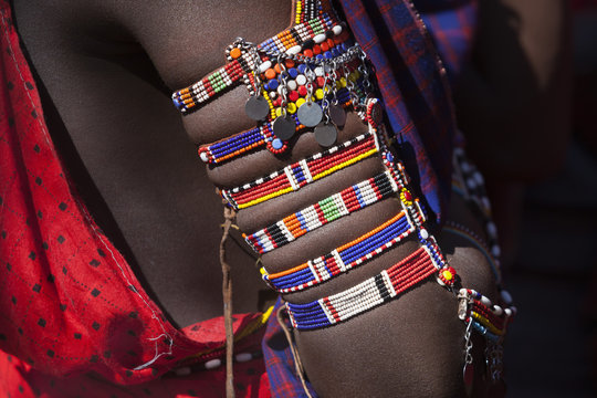 Maasai beadwork at the Predator Compensation Fund Pay Day, Mbirikani Group Ranch, Amboseli-Tsavo eco-system, Kenya