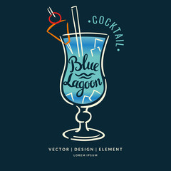 Modern hand drawn lettering label for cocktail.