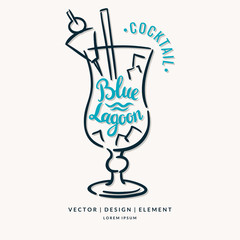 Modern hand drawn lettering label for cocktail.