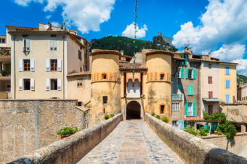 Entrance to ancient town of Entrevaux, Southern France.