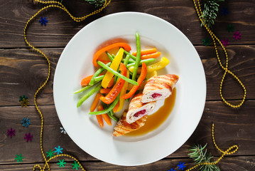 stuffed chicken with vegetables