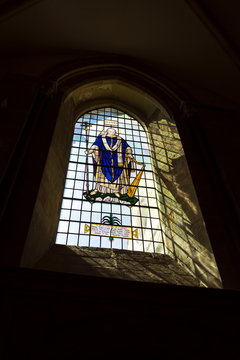 Saint David On Stained Glass Window In Chichester Cathedral