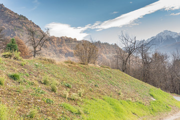 mountain landscape with snow and cloud