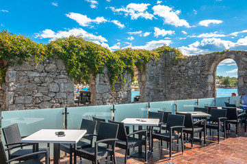 luxury lounge bar with picturesque ruins near the sea
, Njivice, Krk Island, Croatia
