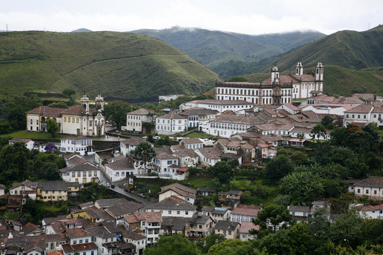 A view over the town of Ouro Preto from near the church of Sao Francisco de Paula, Ouro Preto, Minas Gerais, Brazil 