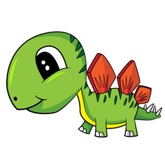 Illustration of Cute Cartoon Baby Stegosaurus Dinosaur. Vector EPS 8. © spawn