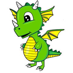 Illustration of Cute Cartoon Baby Dragon.Vector EPS 8.