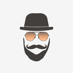 Hipster sunglasses illustration on a white background
