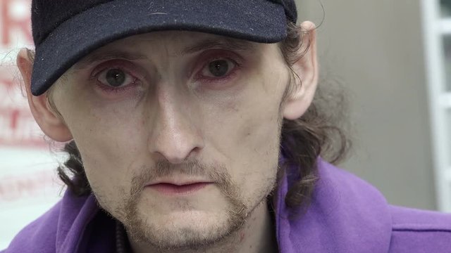 Homeless close-up portrait