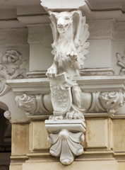 Carved stone details in a building