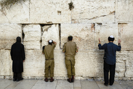 Jewish people praying at the Western Wall (Wailing Wall), Jerusalem, Israel