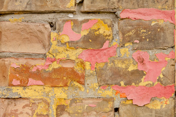Old painted brick wall background