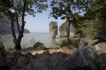 The famous rock from the Bond movie, view from Ko Tapu, James Bond Island, Phang Nga