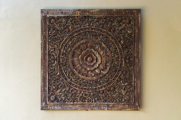 Carved pattern on wood, element of decor
