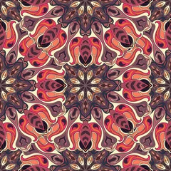 Zelfklevend Fotobehang Sierlijke bloemen naadloze textuur, eindeloze patroon met vintage mandala-elementen. © somber