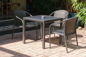 Garden table and chairs.
