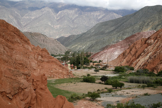 Landscape from the Camino de los Colorados trail around Purmamarca, Quebrada de Humahuaca, Jujuy Province, Argentina 