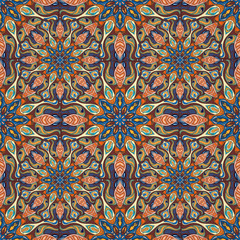 Ornate floral seamless texture, endless pattern with vintage mandala elements.