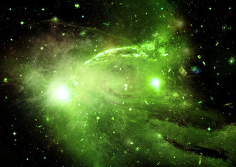 Stars, dust and gas nebula in a far galaxy