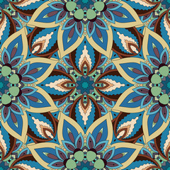 Ornate floral seamless texture, endless pattern with vintage mandala elements.